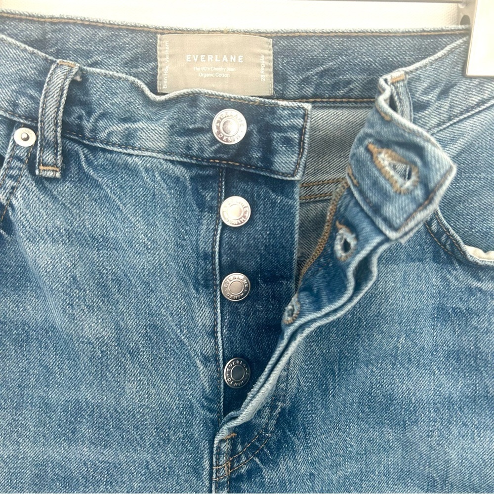 Everlane 90's Cheeky Denim Jeans High Waist Straight Leg Button Blue Size 28 Reg - Picture 7 of 16